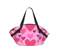 Hnnkloy Forma d'amore rosa,Tappetino da campeggio multifunzionale pieghevole, coperta da picnic utilizzabile anche come borsa da campeggio.