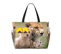 Hnnkloy Ghepardo animale selvatico,Borsa da spiaggia di grande capacità, borsa da viaggio a tracolla per donna, borsa a mano impermeabile
