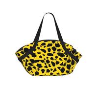 Hnnkloy Giallo brillante in stile retrò anni '80,Tappetino da campeggio multifunzionale pieghevole, coperta da picnic utilizzabile anche come borsa da campeggio.