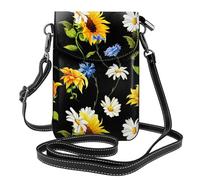 Hnnkloy Girasoli e camomilla stampati,Borsette per cellulari da donna, piccole borse a tracolla - Portafoglio per cellulare in pelle PU con scomparti per carte di credito