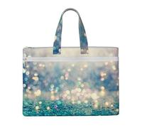 Hnnkloy Glitter a pois blu e dorati con effetto bokeh,Borsa portadocumenti in tela con cerniera, borsa a mano, valigetta per scuola e ufficio