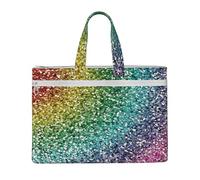Hnnkloy Glitter arcobaleno di lusso,Borsa portadocumenti in tela con cerniera, borsa a mano, valigetta per scuola e ufficio