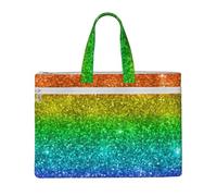 Hnnkloy Glitter arcobaleno multicolore,Borsa portadocumenti in tela con cerniera, borsa a mano, valigetta per scuola e ufficio