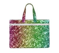 Hnnkloy Glitter arcobaleno scintillante,Borsa portadocumenti in tela con cerniera, borsa a mano, valigetta per scuola e ufficio