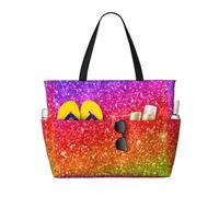 Hnnkloy Glitter colorati,Borsa da spiaggia di grande capacità, borsa da viaggio a tracolla per donna, borsa a mano impermeabile