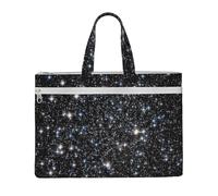 Hnnkloy Glitter Galaxy stampato, non glitter vero,Borsa portadocumenti in tela con cerniera, borsa a mano, valigetta per scuola e ufficio