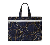Hnnkloy Gradiente dorato lineare con foglie di Ginkgo Biloba,Borsa portadocumenti in tela con cerniera, borsa a mano, valigetta per scuola e ufficio