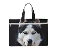 Hnnkloy Il bel muso dell'husky è un cane divertente,Borsa portadocumenti in tela con cerniera, borsa a mano, valigetta per scuola e ufficio