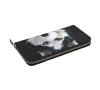 Hnnkloy Il bel muso dell'husky è un cane divertente, Portafogli in pelle PU, grande capacità, portafoglio con pochette per uomo e donna