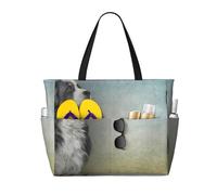 Hnnkloy Il mio cane da montagna bernese quotidiano,Borsa da spiaggia di grande capacità, borsa da viaggio a tracolla per donna, borsa a mano impermeabile