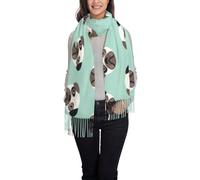 Hnnkloy Illustrazione di un cucciolo di carlino blu, modello per bambini,Sciarpa in cashmere imitazione moda da donna, scialle leggero con nappe 197x72 cm