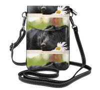 Hnnkloy Labrador nero Camomilla Retriever nero Cani,Borsette per cellulari da donna, piccole borse a tracolla - Portafoglio per cellulare in pelle PU con scomparti per carte di credito