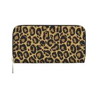 Hnnkloy Leopardo nero giallo, Portafogli in pelle PU, grande capacità, portafoglio con pochette per uomo e donna