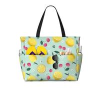 Hnnkloy Limone e ciliegia,Borsa da spiaggia di grande capacità, borsa da viaggio a tracolla per donna, borsa a mano impermeabile