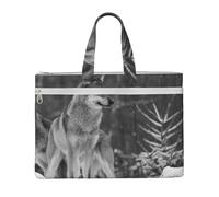 Hnnkloy Lupo selvaggio stampato,Borsa portadocumenti in tela con cerniera, borsa a mano, valigetta per scuola e ufficio
