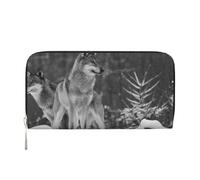 Hnnkloy Lupo selvaggio stampato, Portafogli in pelle PU, grande capacità, portafoglio con pochette per uomo e donna