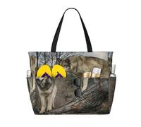 Hnnkloy Lupo stampato,Borsa da spiaggia di grande capacità, borsa da viaggio a tracolla per donna, borsa a mano impermeabile