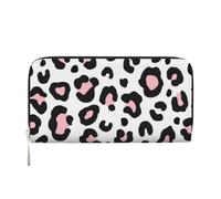 Hnnkloy Macchie di leopardo rosa alla moda, Portafogli in pelle PU, grande capacità, portafoglio con pochette per uomo e donna