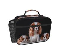 Hnnkloy Mamma Cavalier King Charles Spaniel con i cuccioli,Borsa termica portatile, resistente, borsa porta pranzo isolante, borsa frigo riutilizzabile