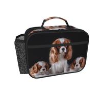Hnnkloy Mamma Cavalier King Charles Spaniel con i cuccioli,Borsa termica portatile, resistente, borsa porta pranzo isolante, borsa frigo riutilizzabile