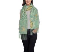 Hnnkloy Mandala celtico verde salvia e oro,Sciarpa in cashmere imitazione moda da donna, scialle leggero con nappe 197x72 cm