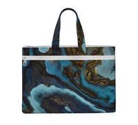 Hnnkloy Marmo liquido astratto blu dorato,Borsa portadocumenti in tela con cerniera, borsa a mano, valigetta per scuola e ufficio
