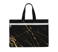 Hnnkloy Marmo Nero Dorato Natura,Borsa portadocumenti in tela con cerniera, borsa a mano, valigetta per scuola e ufficio