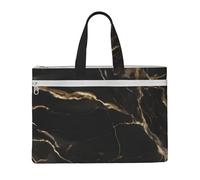 Hnnkloy Marmo Nero Oro,Borsa portadocumenti in tela con cerniera, borsa a mano, valigetta per scuola e ufficio