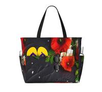 Hnnkloy Mazzo di papaveri rossi,Borsa da spiaggia di grande capacità, borsa da viaggio a tracolla per donna, borsa a mano impermeabile