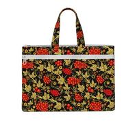 Hnnkloy Mirtillo rosso russo tradizionale,Borsa portadocumenti in tela con cerniera, borsa a mano, valigetta per scuola e ufficio