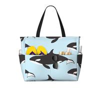 Hnnkloy Modello animale balena,Borsa da spiaggia di grande capacità, borsa da viaggio a tracolla per donna, borsa a mano impermeabile