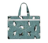 Hnnkloy Modello dei pinguini,Borsa portadocumenti in tela con cerniera, borsa a mano, valigetta per scuola e ufficio