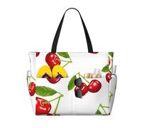 Hnnkloy Modello di ciliegia,Borsa da spiaggia di grande capacità, borsa da viaggio a tracolla per donna, borsa a mano impermeabile