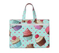 Hnnkloy Modello di cupcake stampato,Borsa portadocumenti in tela con cerniera, borsa a mano, valigetta per scuola e ufficio