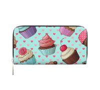 Hnnkloy Modello di cupcake stampato, Portafogli in pelle PU, grande capacità, portafoglio con pochette per uomo e donna