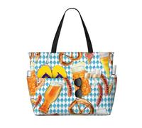 Hnnkloy Modello di pizza con pane e salsiccia,Borsa da spiaggia di grande capacità, borsa da viaggio a tracolla per donna, borsa a mano impermeabile