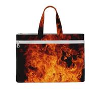 Hnnkloy Modello di progettazione fuoco brucia,Borsa portadocumenti in tela con cerniera, borsa a mano, valigetta per scuola e ufficio