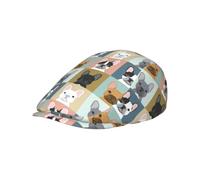 Hnnkloy Modello di Ritratti di Bulldog Francese, Cappello Piatto da Uomo, Berretto da Strillone da Uomo, Berretto Regolabile da Guida