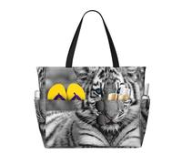 Hnnkloy Modello tigre bianca,Borsa da spiaggia di grande capacità, borsa da viaggio a tracolla per donna, borsa a mano impermeabile