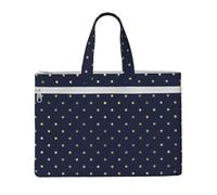 Hnnkloy Moderno ed elegante blu navy con pois dorati,Borsa portadocumenti in tela con cerniera, borsa a mano, valigetta per scuola e ufficio