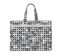 Hnnkloy Motivo scintillante con paillettes argentate,Borsa portadocumenti in tela con cerniera, borsa a mano, valigetta per scuola e ufficio
