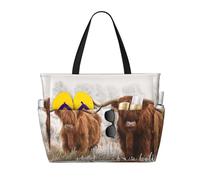 Hnnkloy mucca scozzese,Borsa da spiaggia di grande capacità, borsa da viaggio a tracolla per donna, borsa a mano impermeabile