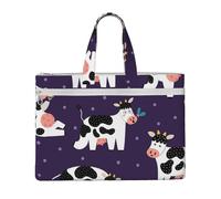 Hnnkloy Mucche divertenti Fattoria divertente,Borsa portadocumenti in tela con cerniera, borsa a mano, valigetta per scuola e ufficio