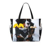 Hnnkloy Nevicata del cane da montagna bernese,Borsa da spiaggia di grande capacità, borsa da viaggio a tracolla per donna, borsa a mano impermeabile