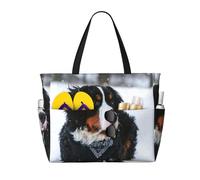 Hnnkloy Nevicata del cane da montagna bernese,Borsa da spiaggia di grande capacità, borsa da viaggio a tracolla per donna, borsa a mano impermeabile