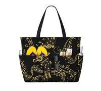 Hnnkloy Note di musica nera,Borsa da spiaggia di grande capacità, borsa da viaggio a tracolla per donna, borsa a mano impermeabile