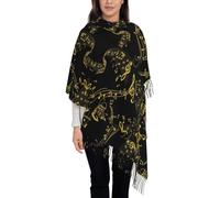 Hnnkloy Note di musica nera,Sciarpa da donna in cashmere imitazione grande e alla moda, scialle leggero con nappe, 197x72 cm