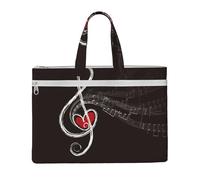 Hnnkloy Note musicali d'amore,Borsa portadocumenti in tela con cerniera, borsa a mano, valigetta per scuola e ufficio