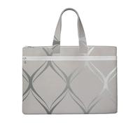 Hnnkloy Onda Geometrica Grigio Argento,Borsa portadocumenti in tela con cerniera, borsa a mano, valigetta per scuola e ufficio