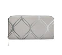 Hnnkloy Onda Geometrica Grigio Argento, Portafogli in pelle PU, grande capacità, portafoglio con pochette per uomo e donna